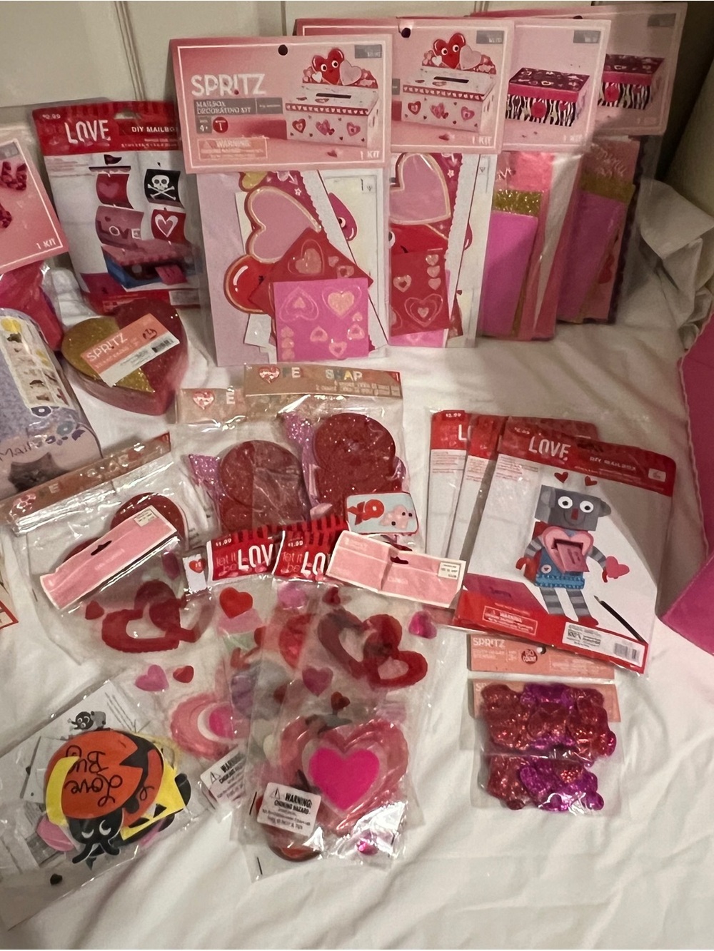 LOT of Spritz Pink and Red Valentine Party Decorations/Crafts Assortment